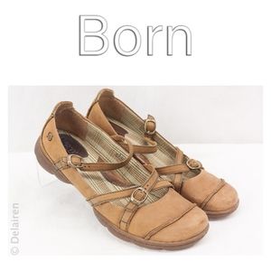 Born Contrast Stitching CrissCross Mary Jane Flats
